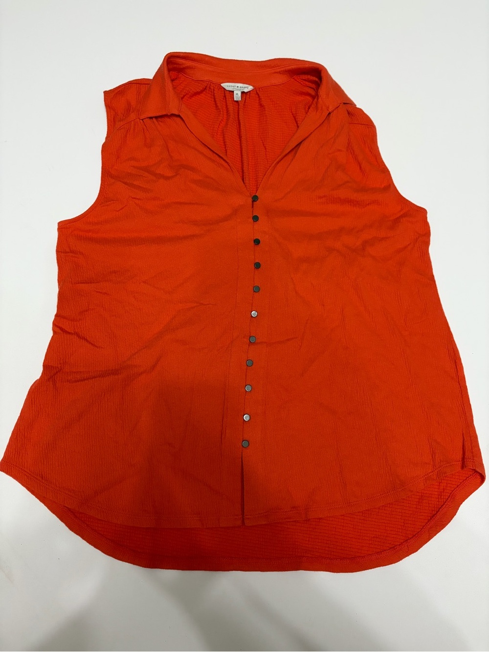 Lucky Brand Sleeveless Button-Front Camisole - Bright Orange size XL cute comfy
